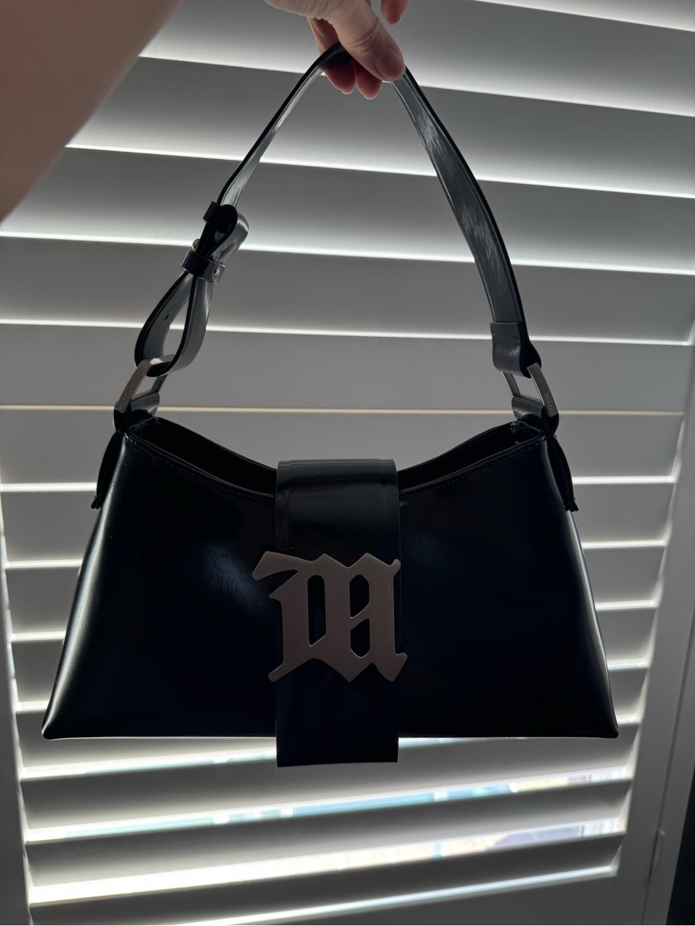 Misbhv black leather shoulder bag